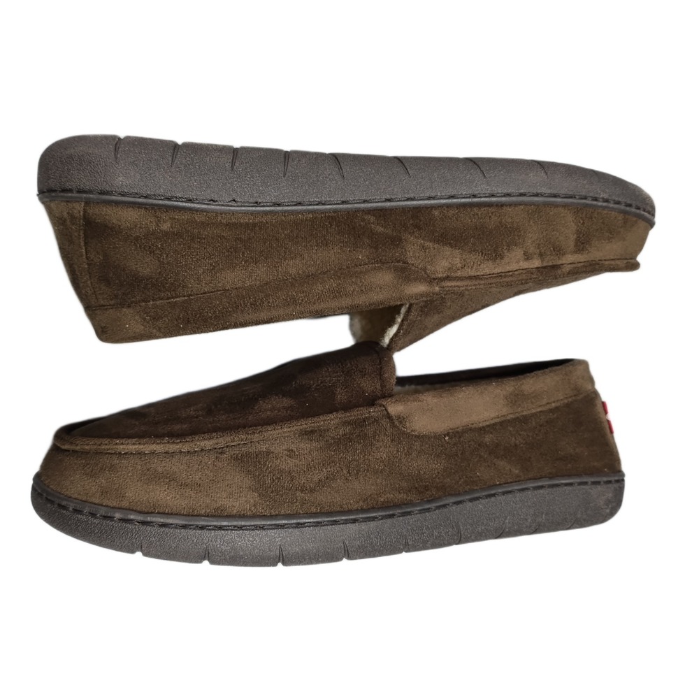 Levi's Fields Microsuede Slippers Mens XL (11-12) Brown Faux Fur Lined Moc Toe